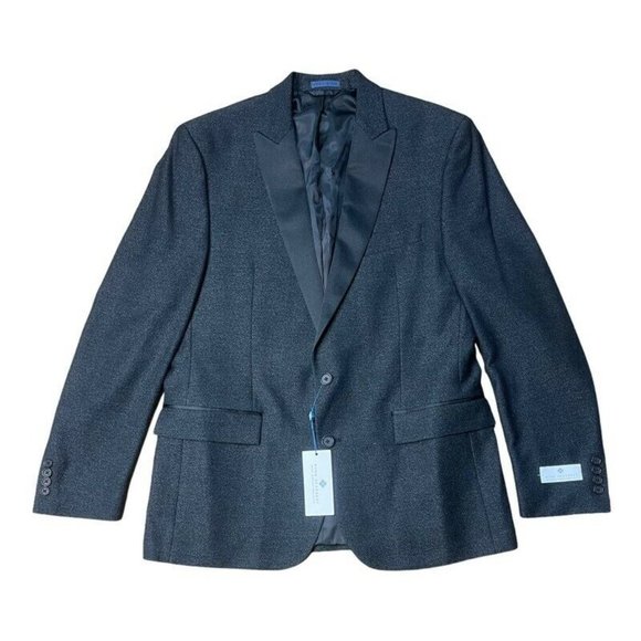 Ryan Seacrest Mens Suit Jacket Charcoal Gray White Marled Peak Lapel 42 R New